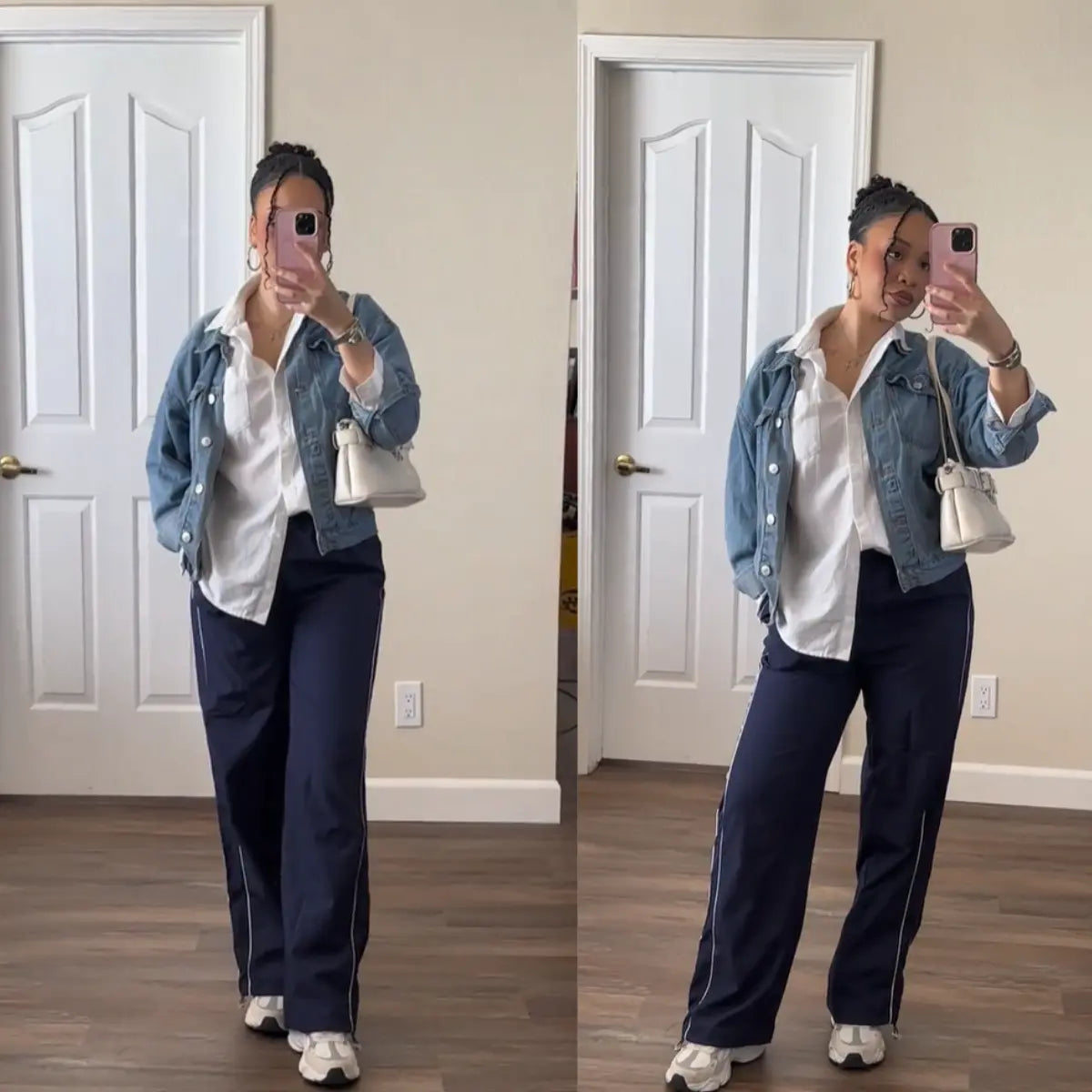 Ommig Women's Y2K Wide Leg Parachute Pants with Elastic Waist - Casual Baggy Trousers