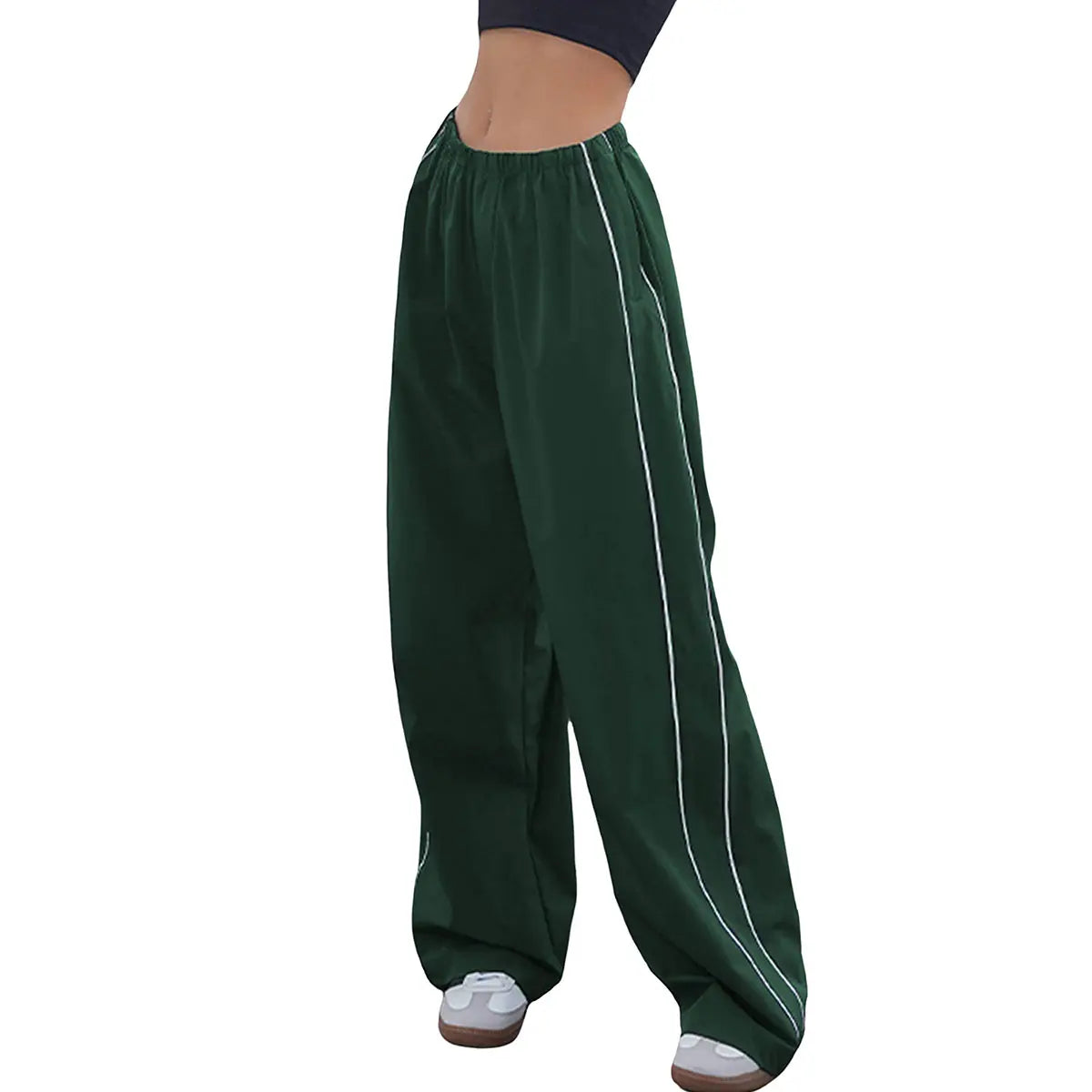 Ommig Women's Y2K Wide Leg Parachute Pants with Elastic Waist - Casual Baggy Trousers