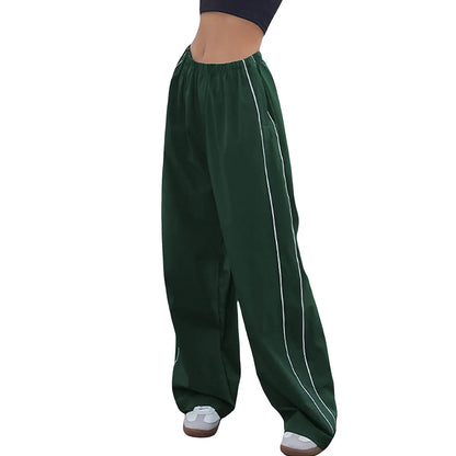 Ommig Women's Y2K Wide Leg Parachute Pants with Elastic Waist - Casual Baggy Trousers