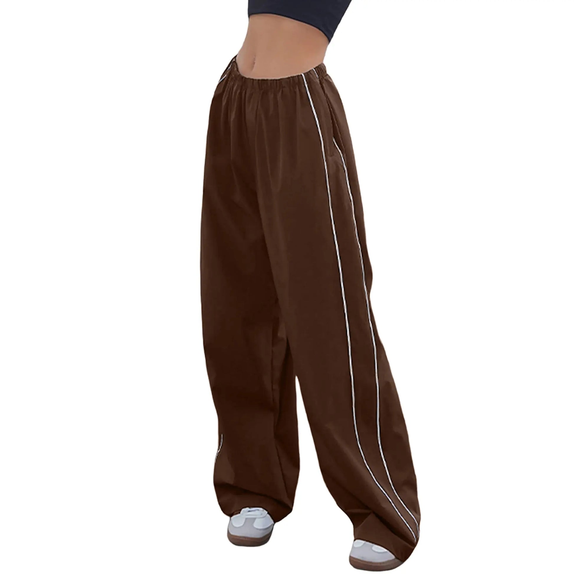Ommig Women's Y2K Wide Leg Parachute Pants with Elastic Waist - Casual Baggy Trousers