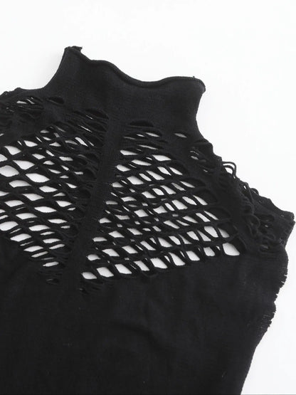 Women'S Solid Sheer Mock Neck Fishnet Dress without Bikini, Casual Cut Out Bodycon Dress for Beach Holiday Vacation, Sexy Outfits, Swimsuit Cover Up, Beach Cover Ups