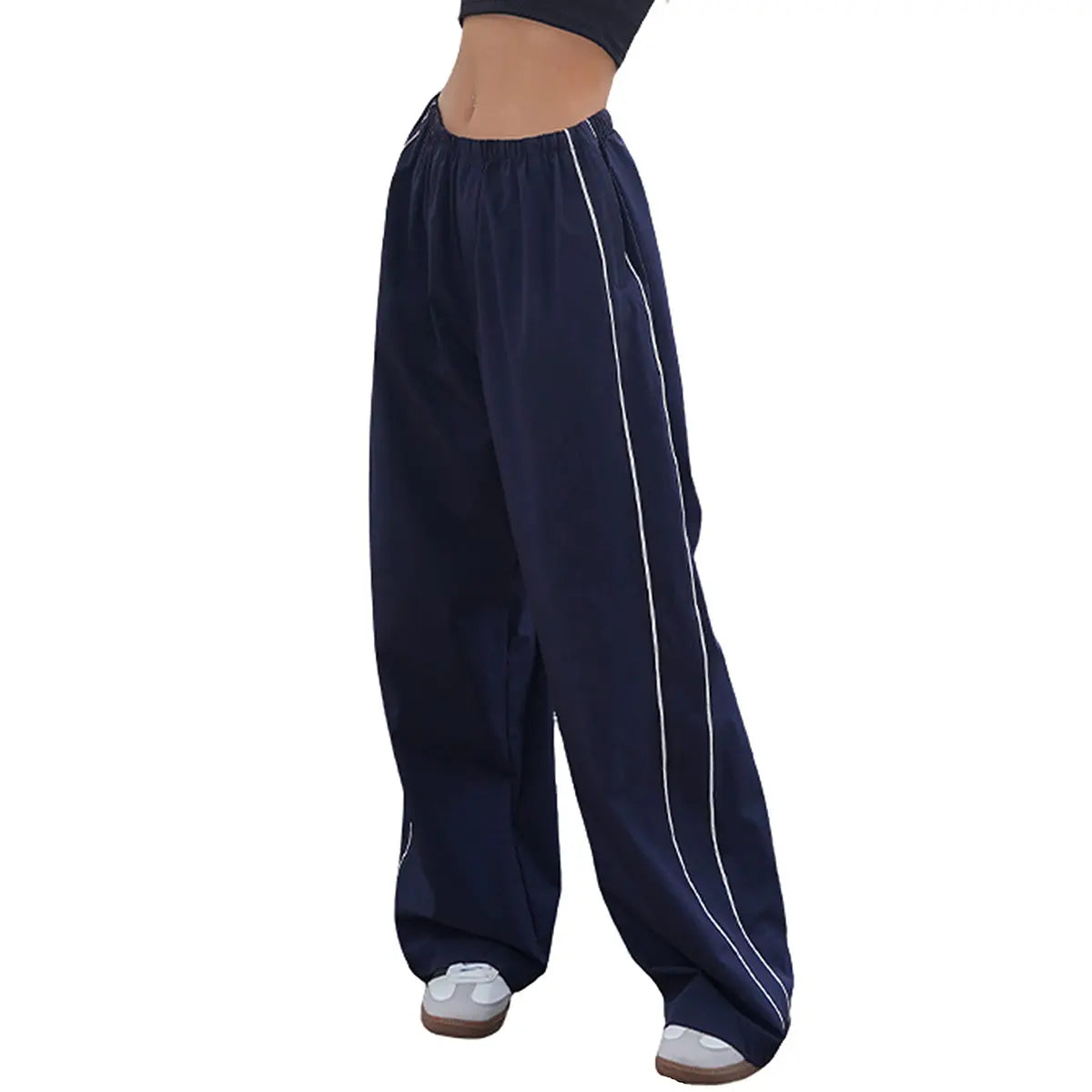 Ommig Women's Y2K Wide Leg Parachute Pants with Elastic Waist - Casual Baggy Trousers