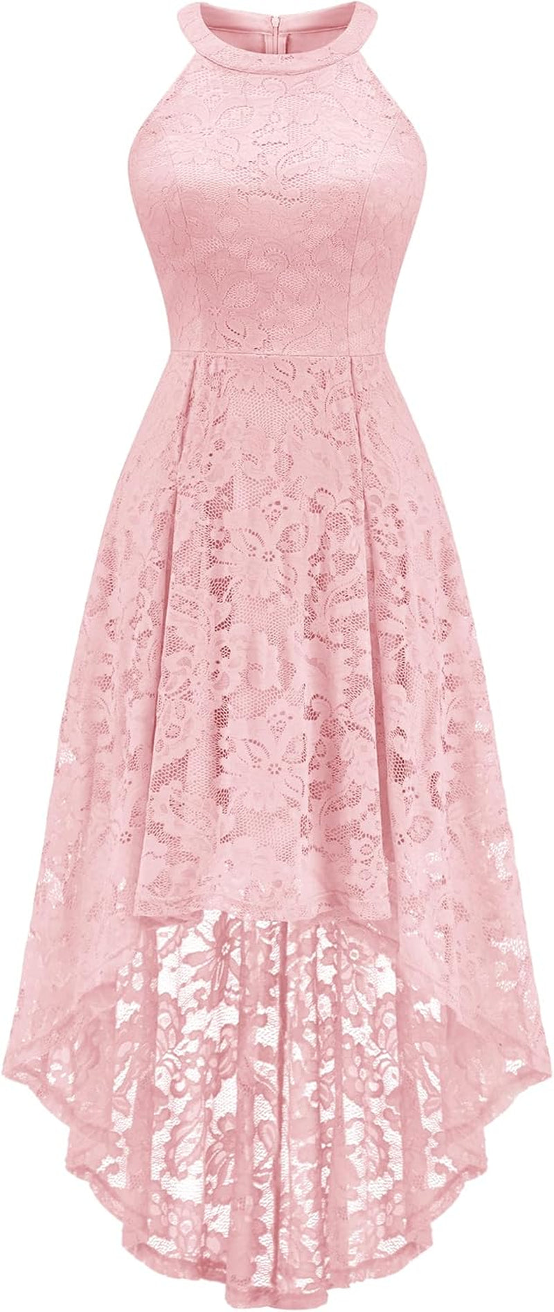Women Halter Lace Wedding Guest Dress Hi-Lo Cocktail Party Bridesmaid Formal Dresses
