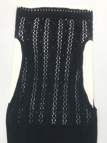Women'S Plain Hollow Out Sheer Bodycon Knit Cover up Dress, Sexy Casual Comfy Mock Neck Sleeveless Cover up Dress for Beach Vacation Holiday, Ladies Summer Swimwear, Swimsuit Cover Up, Clothing