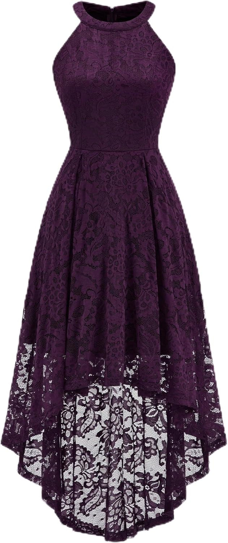 Women Halter Lace Wedding Guest Dress Hi-Lo Cocktail Party Bridesmaid Formal Dresses