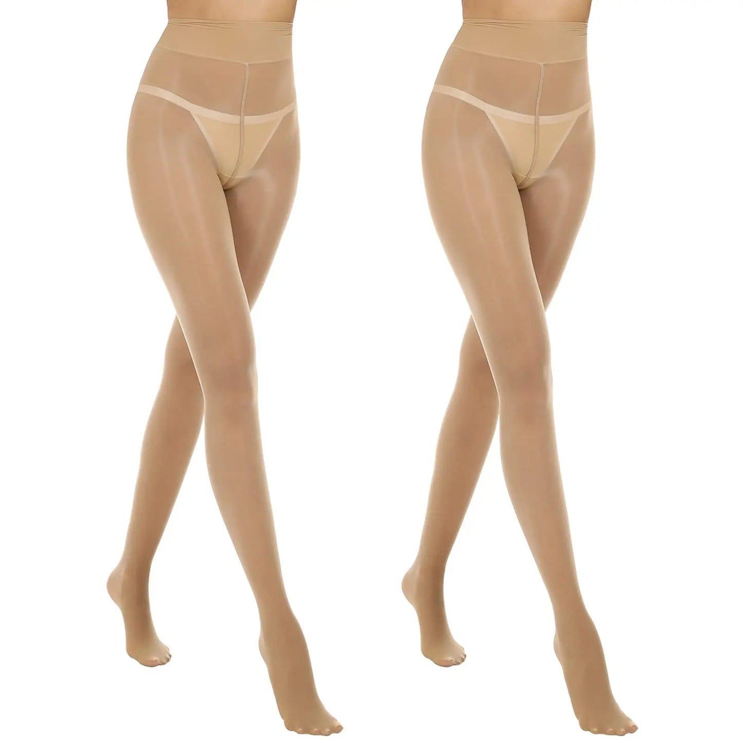 MANZI Women'S Shiny Sheer Tights High Waist Silk Comfort Stockings Oil Shimmery Nylons Pantyhose Silky Spandex Elastic Dressy Legwear