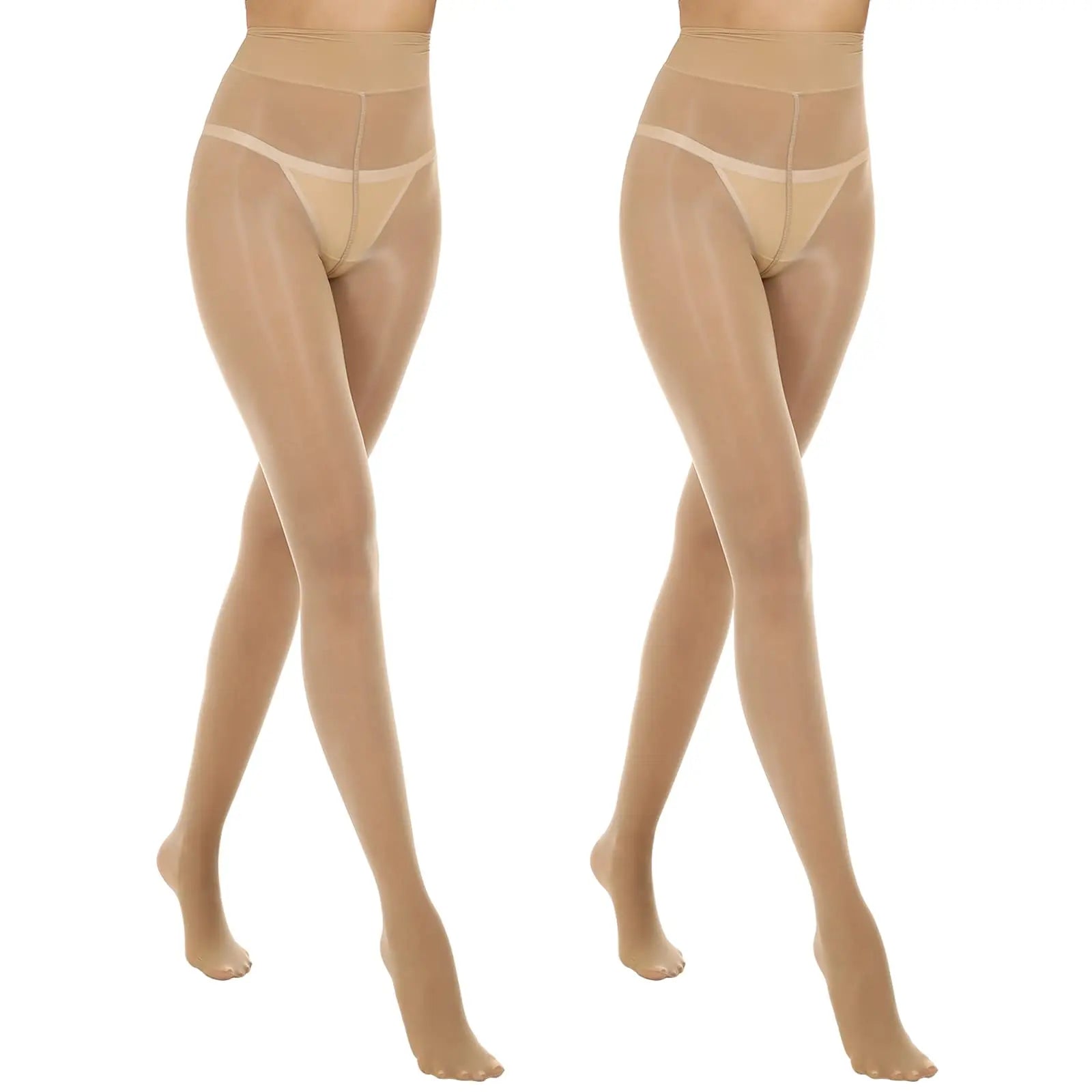 MANZI Women'S Shiny Sheer Tights High Waist Silk Comfort Stockings Oil Shimmery Nylons Pantyhose Silky Spandex Elastic Dressy Legwear