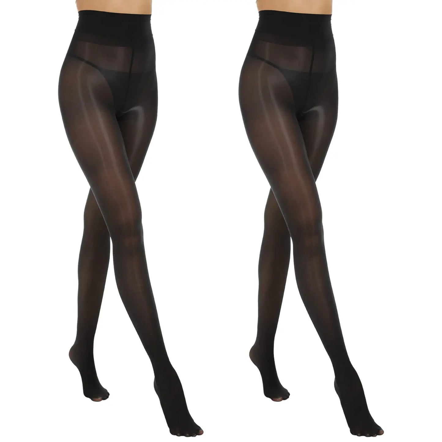 MANZI Women'S Shiny Sheer Tights High Waist Silk Comfort Stockings Oil Shimmery Nylons Pantyhose Silky Spandex Elastic Dressy Legwear
