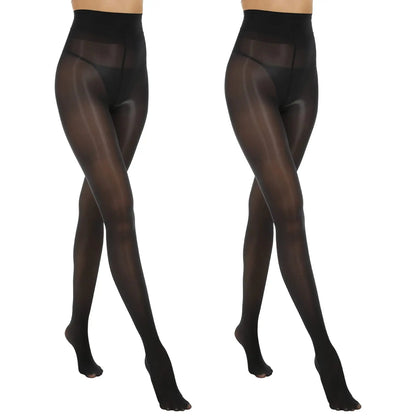 MANZI Women'S Shiny Sheer Tights High Waist Silk Comfort Stockings Oil Shimmery Nylons Pantyhose Silky Spandex Elastic Dressy Legwear