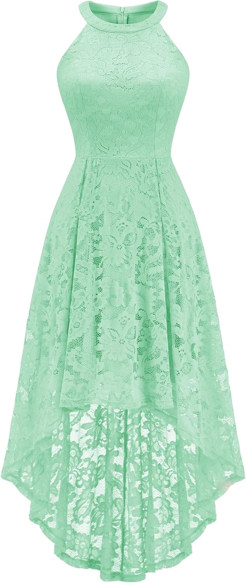 Women Halter Lace Wedding Guest Dress Hi-Lo Cocktail Party Bridesmaid Formal Dresses