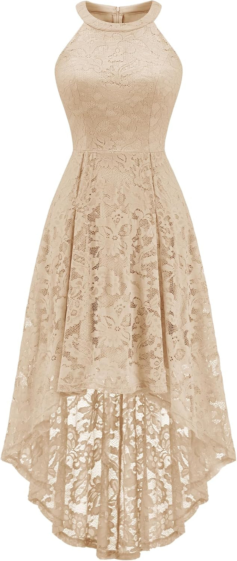 Women Halter Lace Wedding Guest Dress Hi-Lo Cocktail Party Bridesmaid Formal Dresses