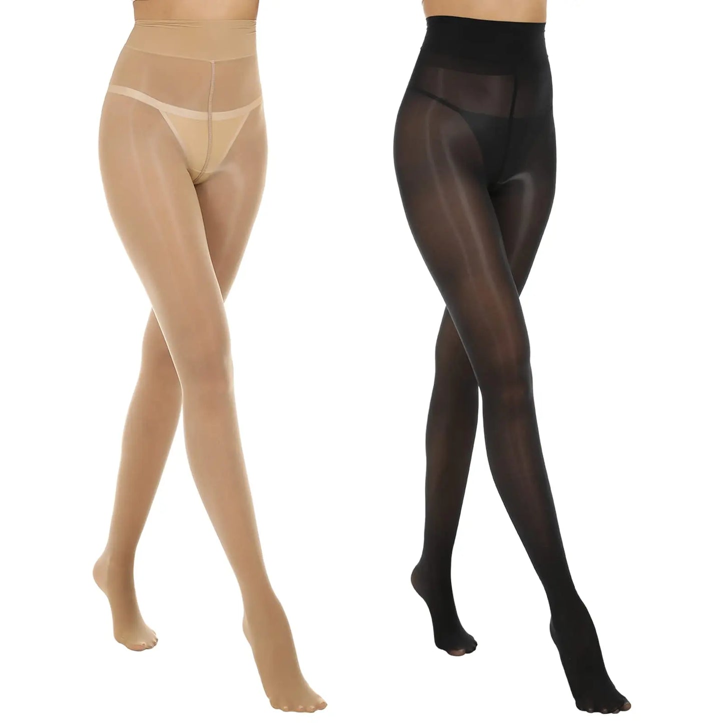 MANZI Women'S Shiny Sheer Tights High Waist Silk Comfort Stockings Oil Shimmery Nylons Pantyhose Silky Spandex Elastic Dressy Legwear