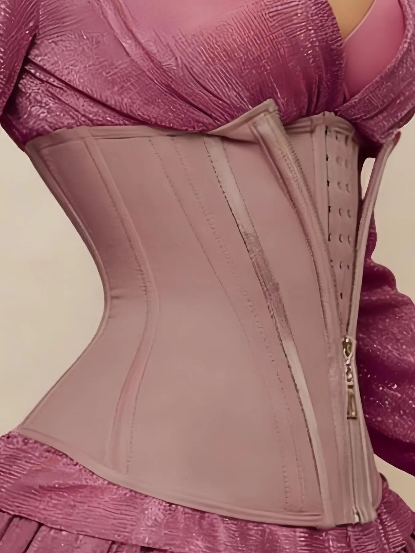 1 Count Women'S High Compression Waist Cincher, Fajas, Zipper & Adjustable Hooks Closure Waist Trainer, Firm Tummy & Waist Control Shapewear, Smooth Stretchy Fabric Body Shaper Girdle, Suitable for Daily Wear, Party & Special Occasions