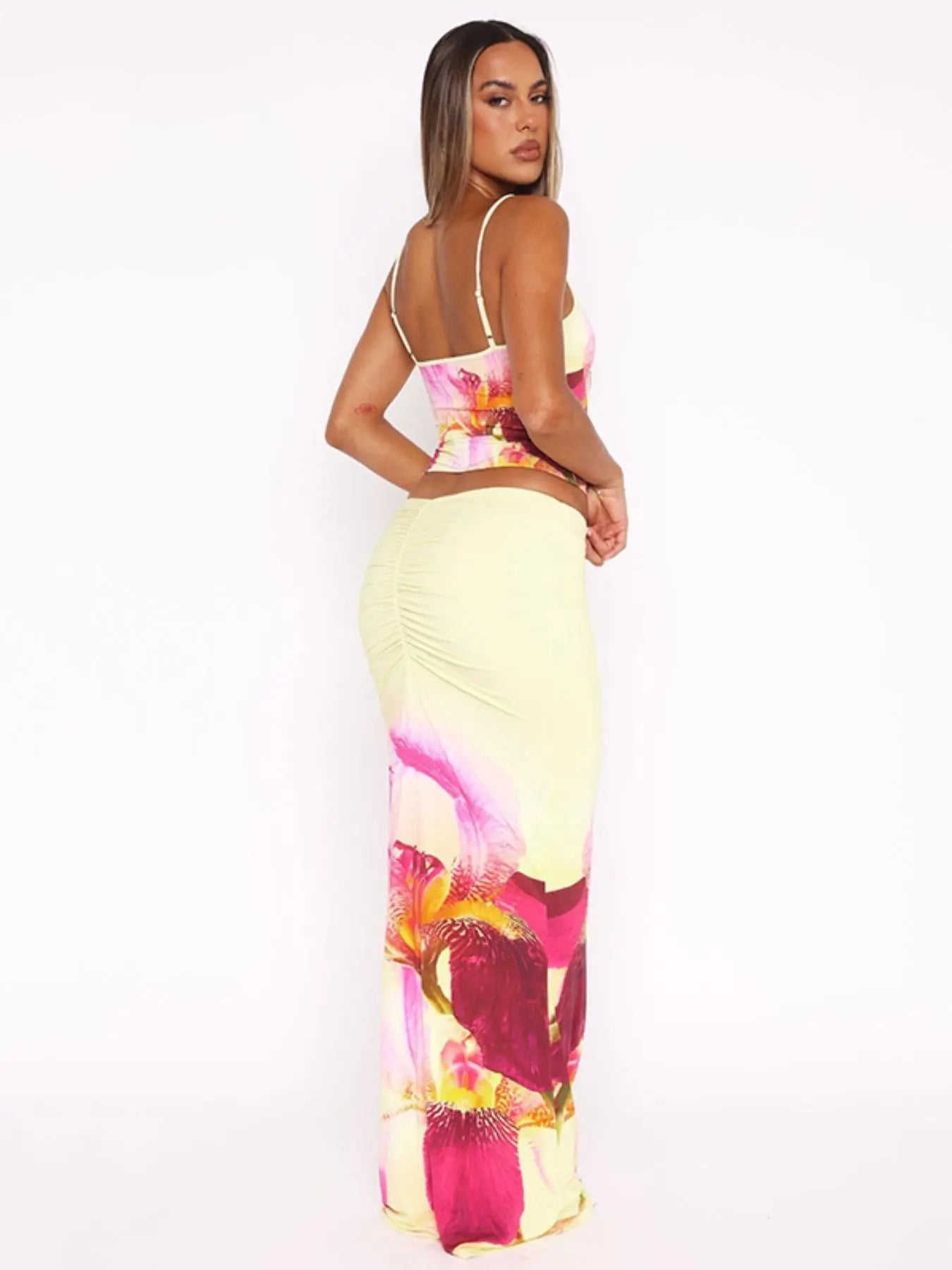 Women'S Floral Print Knit Cami Top & Skirt Two-Piece Set, Womenswear Casual Sleeveless Top & Skirt for Summer, Ladies Clothes for Beach Holiday Vacation, Matching Clothing Set Women, Cute Summer Outfit