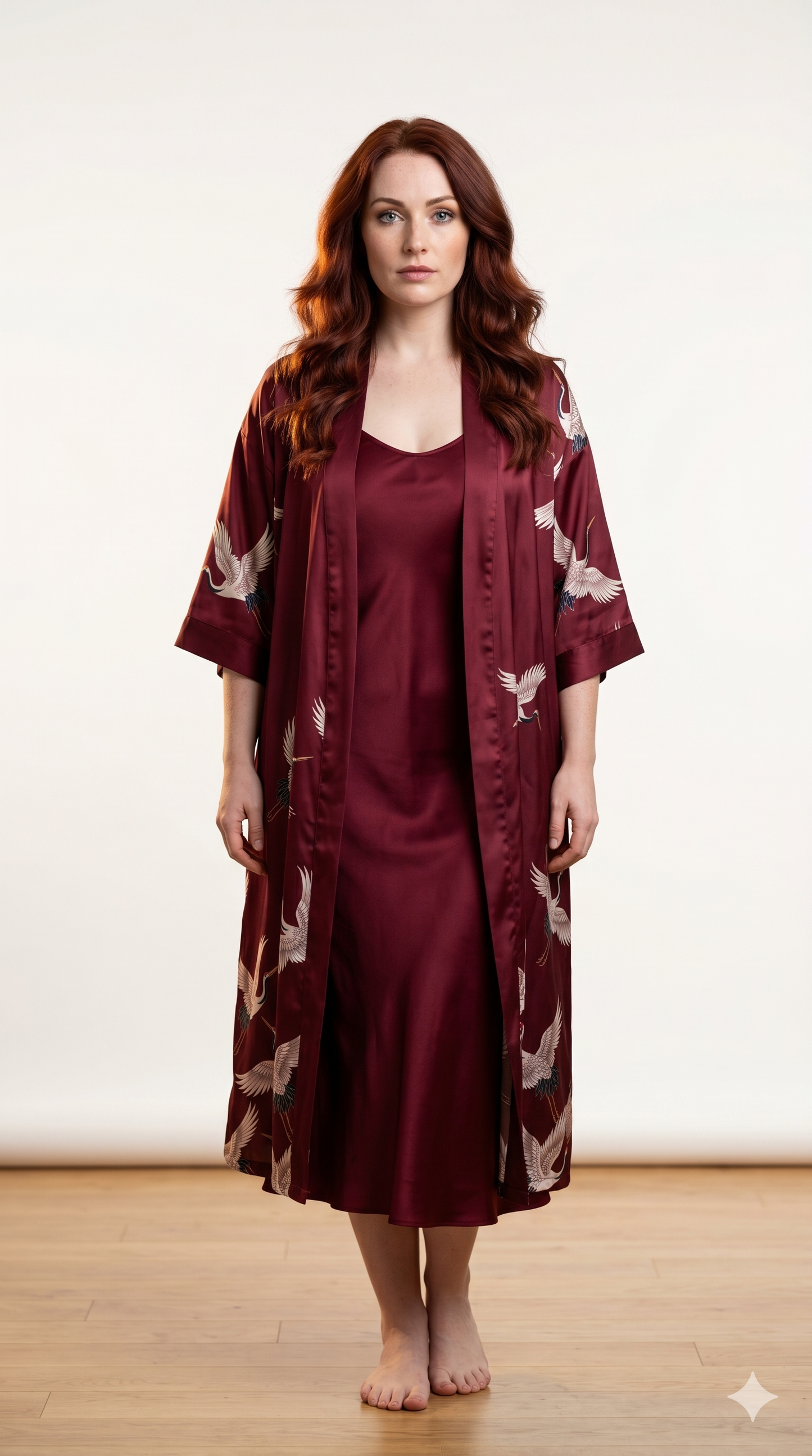 Kyoto Crane Satin Robe Set