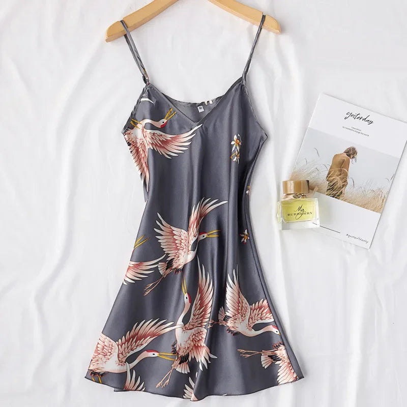 Kyoto Crane Satin Robe Set