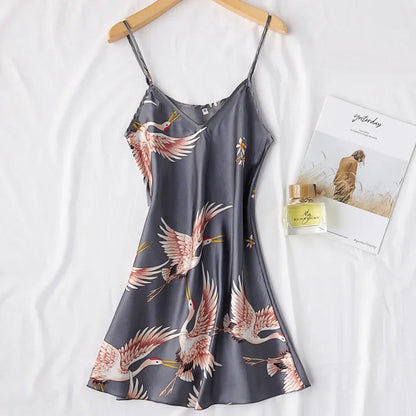 Kyoto Crane Satin Robe Set