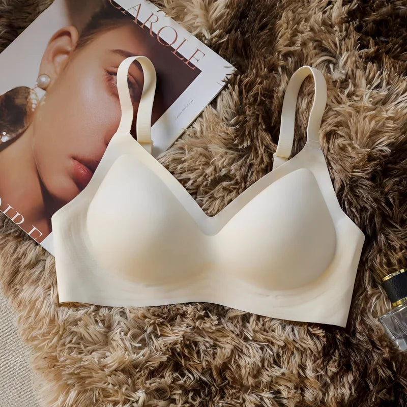 طقم حمالة صدر رافعة سلسة للنساء - طقم حمالة صدر وسروال داخلي مريح بدون أسلاك مع حمالات قابلة للتعديل