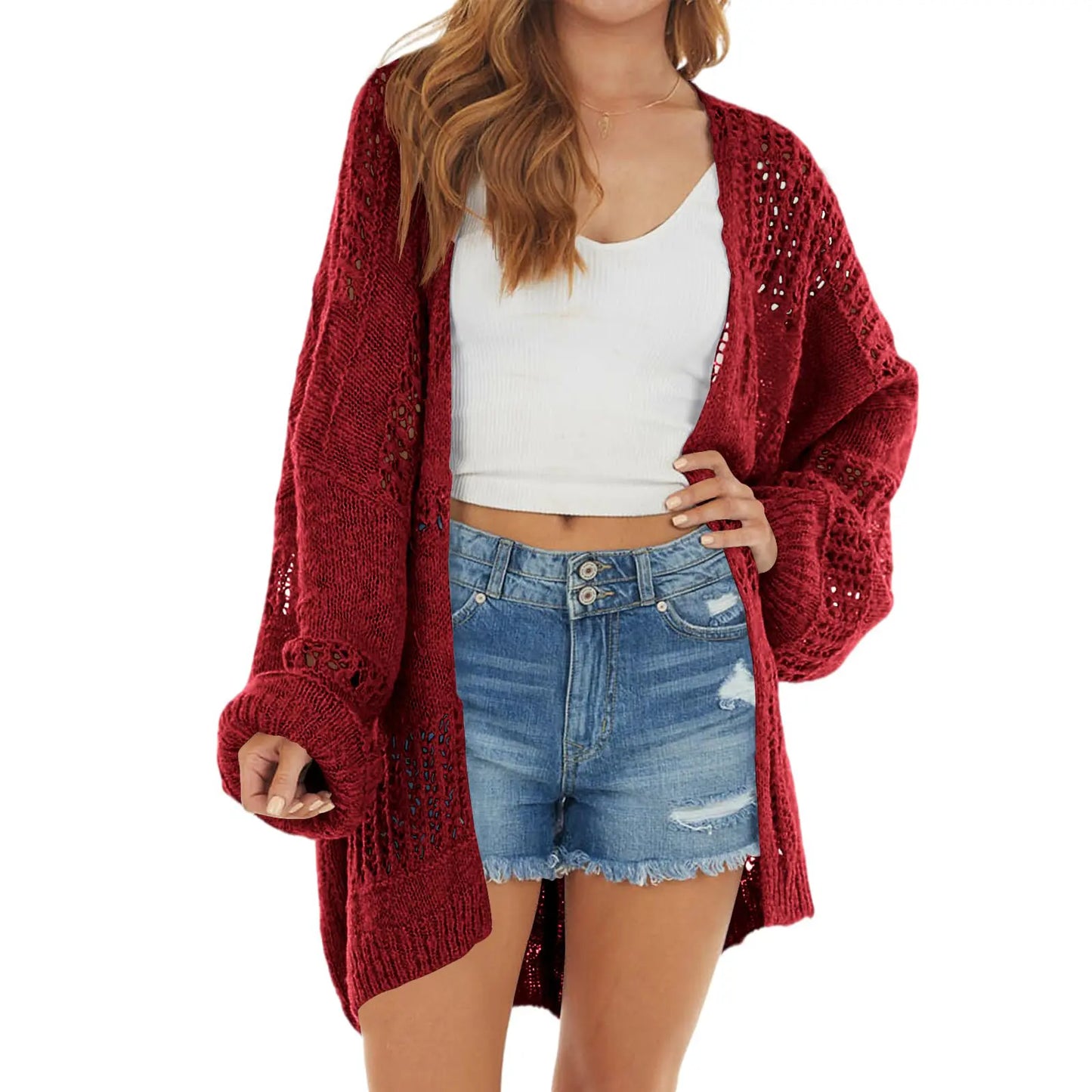 Goranbon Women'S Sexy Deep V-Neck Long Sleeve Cross Wrap Top Slim Fit Thin Jumper