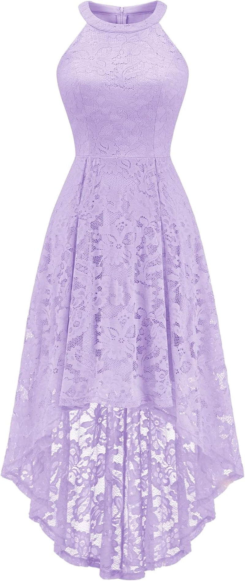 Women Halter Lace Wedding Guest Dress Hi-Lo Cocktail Party Bridesmaid Formal Dresses