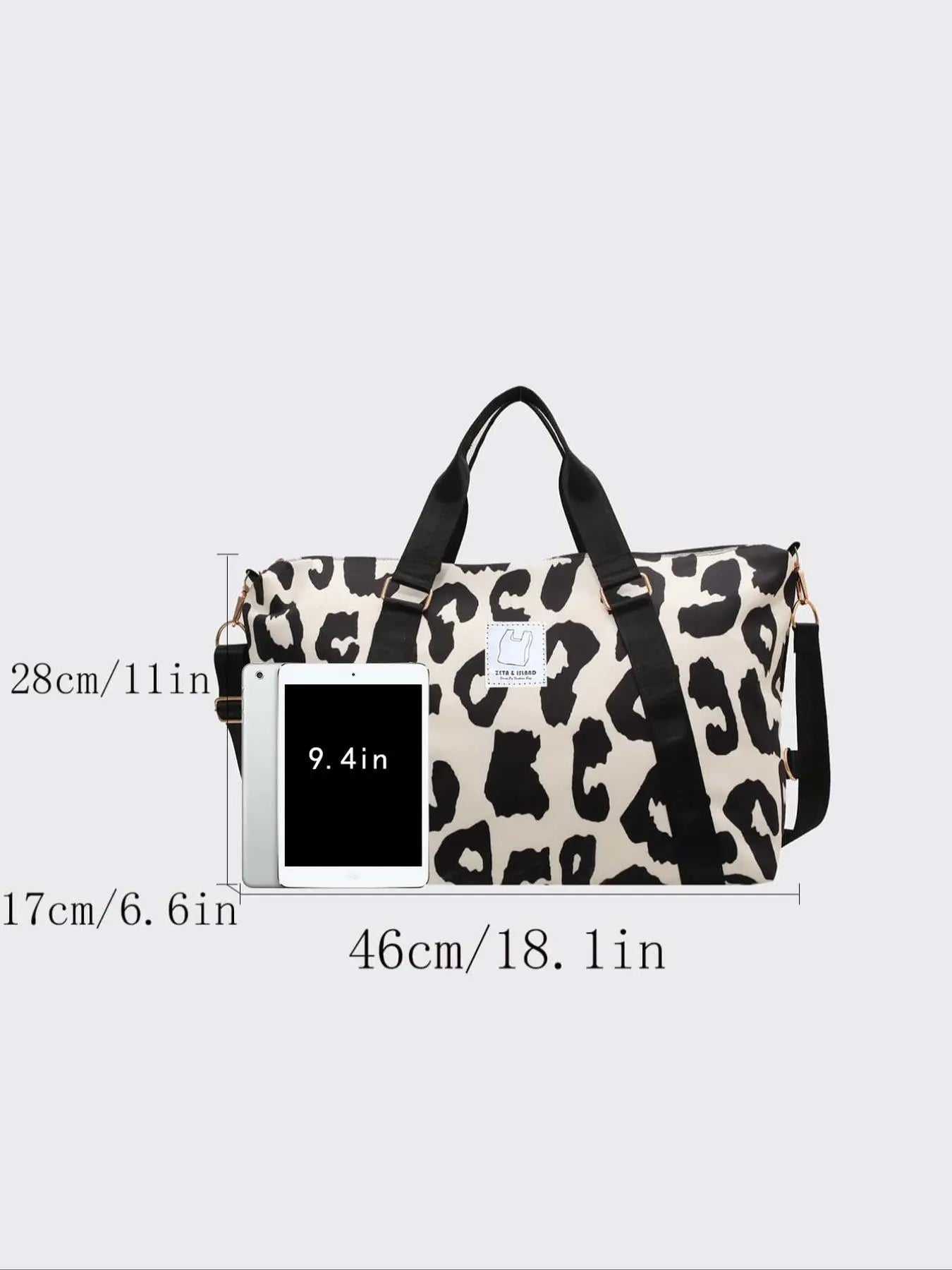 Summer 2024 Leopard Pattern Large Capacity Zipper Travel Duffle Bag, Waterproof Oxford Cloth Shoulder Bag, Unisex Dry and Wet Separation Handbag
