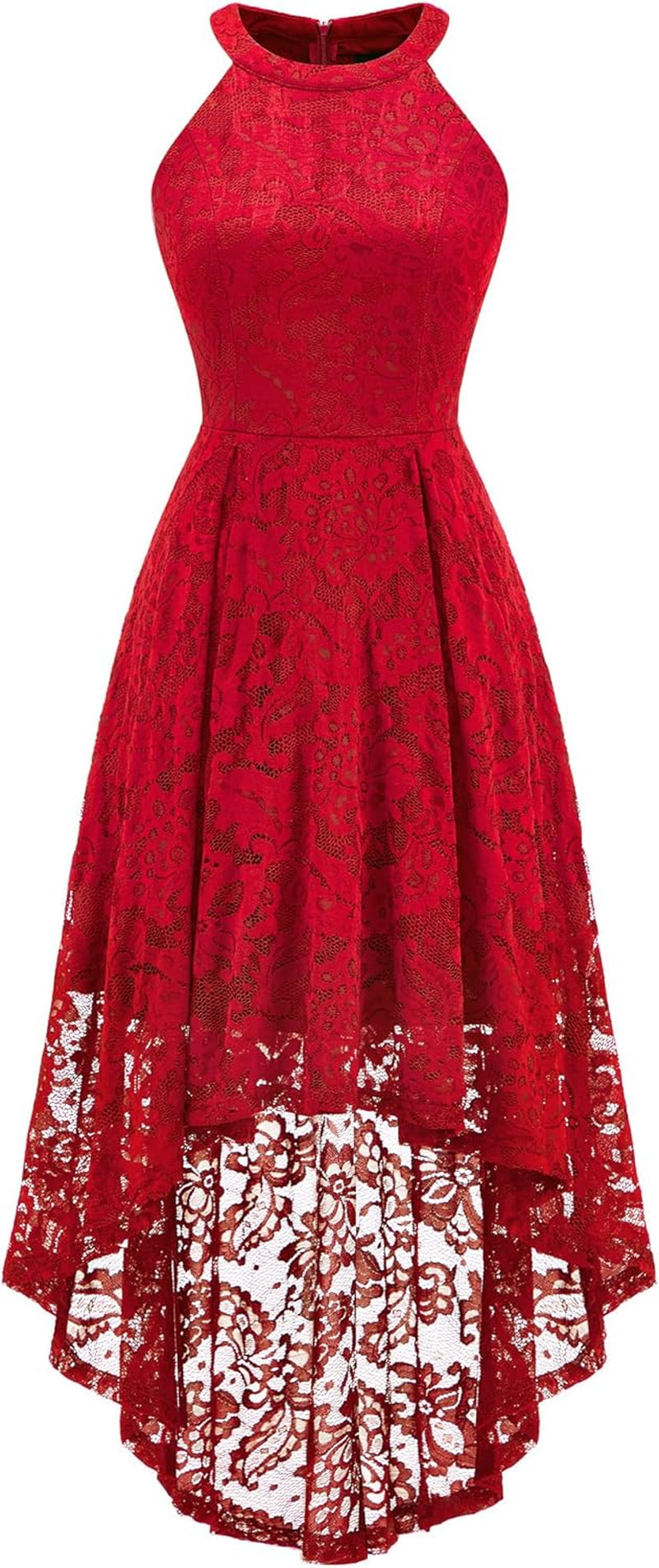Women Halter Lace Wedding Guest Dress Hi-Lo Cocktail Party Bridesmaid Formal Dresses