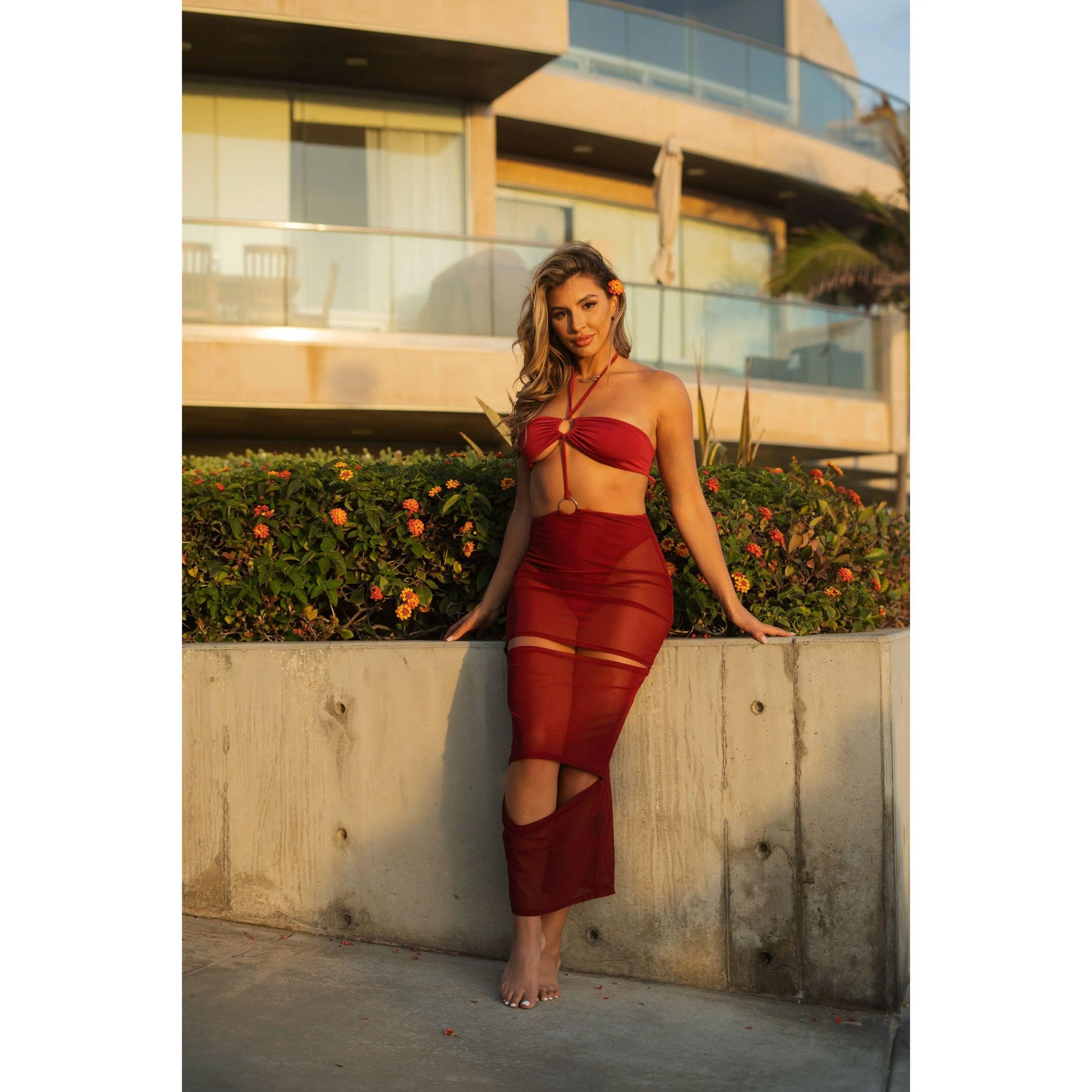 Rowan in Ruby Red Beach Maxi Dress
