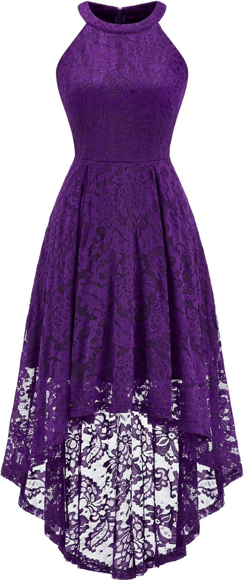 Women Halter Lace Wedding Guest Dress Hi-Lo Cocktail Party Bridesmaid Formal Dresses